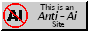 Button showing a red 'forbidden' symbol over the word 'AI' and reading 'this is an Anti-Ai site'