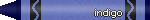 A deep blue crayon in the color 'indigo'
